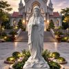 Tượng đá Đức Mẹ Maria cầu nguyện đá trắng